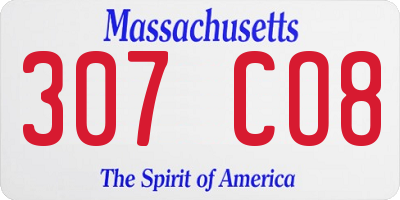 MA license plate 307CO8