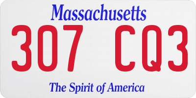 MA license plate 307CQ3