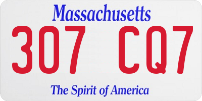 MA license plate 307CQ7