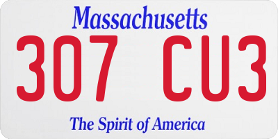 MA license plate 307CU3
