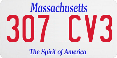 MA license plate 307CV3