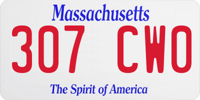 MA license plate 307CW0