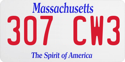 MA license plate 307CW3
