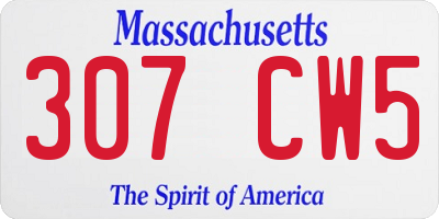 MA license plate 307CW5