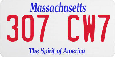 MA license plate 307CW7