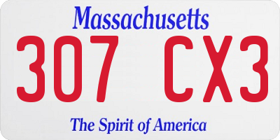 MA license plate 307CX3