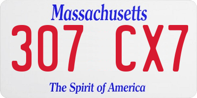 MA license plate 307CX7