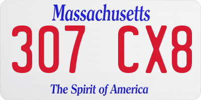 MA license plate 307CX8