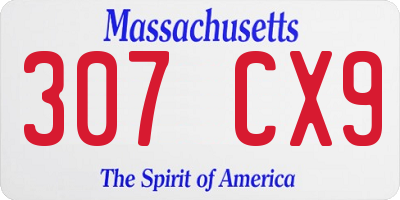 MA license plate 307CX9