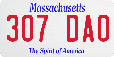 MA license plate 307DA0