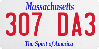 MA license plate 307DA3