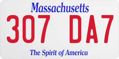 MA license plate 307DA7