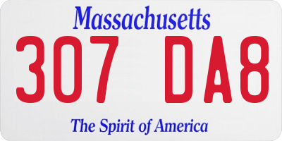 MA license plate 307DA8