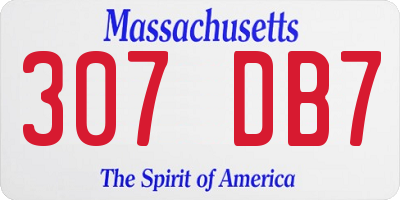MA license plate 307DB7
