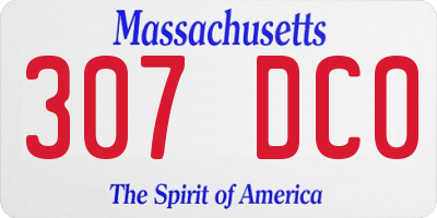 MA license plate 307DC0