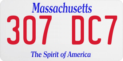 MA license plate 307DC7