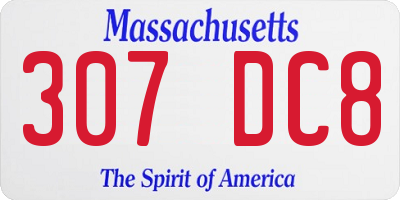 MA license plate 307DC8