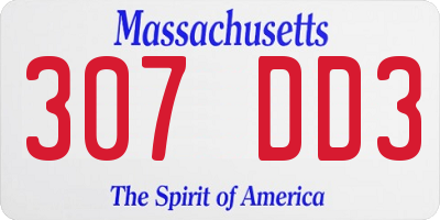 MA license plate 307DD3