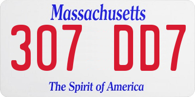 MA license plate 307DD7