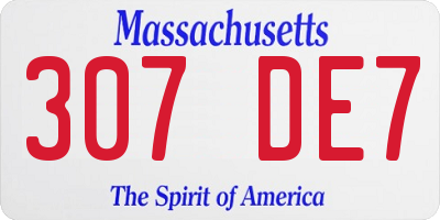 MA license plate 307DE7