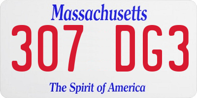 MA license plate 307DG3