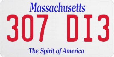 MA license plate 307DI3