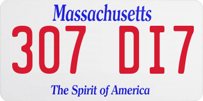 MA license plate 307DI7