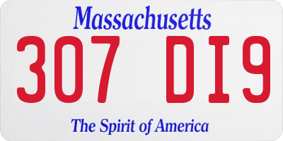 MA license plate 307DI9