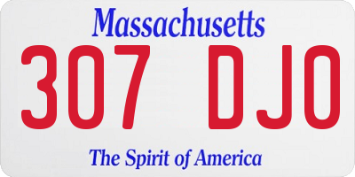 MA license plate 307DJ0