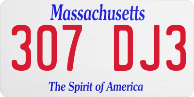 MA license plate 307DJ3