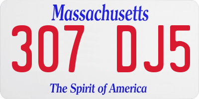 MA license plate 307DJ5