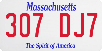 MA license plate 307DJ7