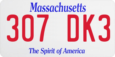 MA license plate 307DK3