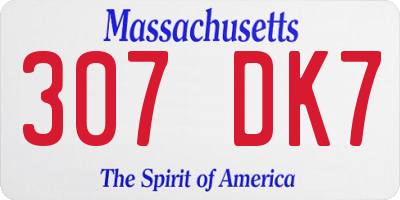 MA license plate 307DK7