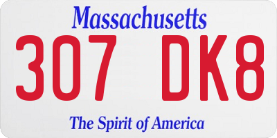 MA license plate 307DK8