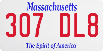 MA license plate 307DL8