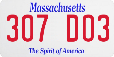 MA license plate 307DO3