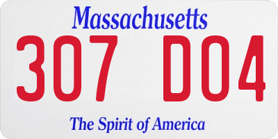 MA license plate 307DO4