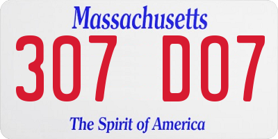MA license plate 307DO7
