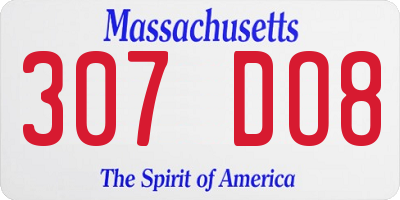 MA license plate 307DO8