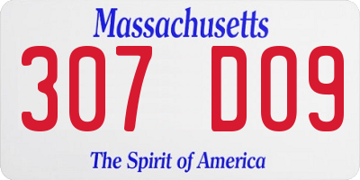 MA license plate 307DO9