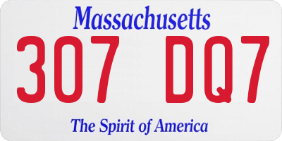 MA license plate 307DQ7