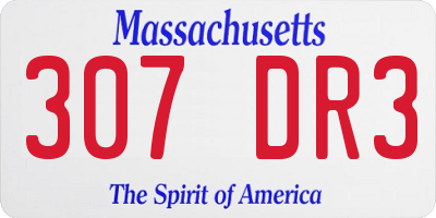 MA license plate 307DR3