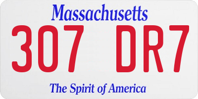 MA license plate 307DR7