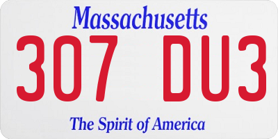 MA license plate 307DU3