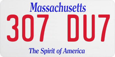 MA license plate 307DU7
