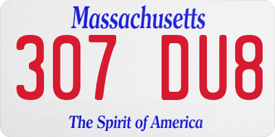 MA license plate 307DU8
