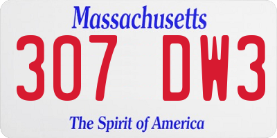MA license plate 307DW3
