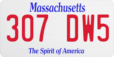 MA license plate 307DW5