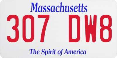 MA license plate 307DW8